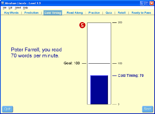Read Naturally Software Edition, Reading Fluency Program, Cold Timing Screen