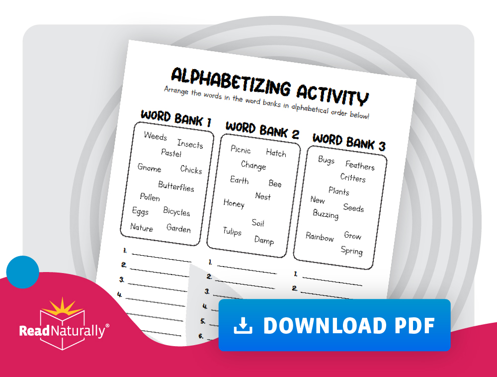 Download our Spring Alphabetizing Activity PDF