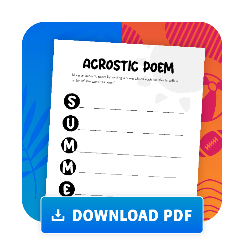 Download our Summer Acrostic Poem PDF
