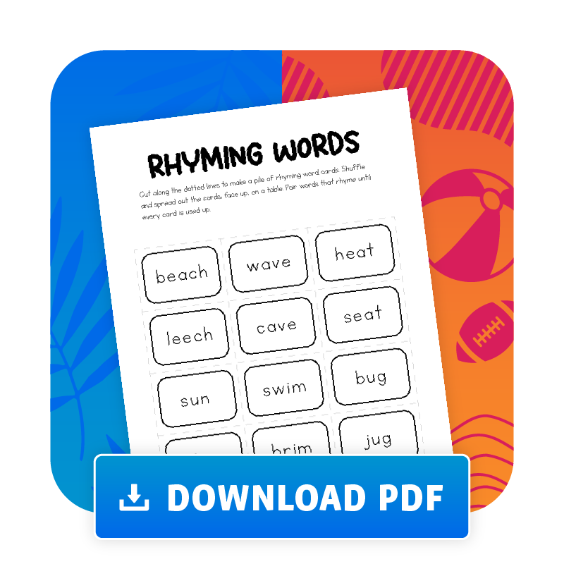 Download our Summer Rhyming Words PDF