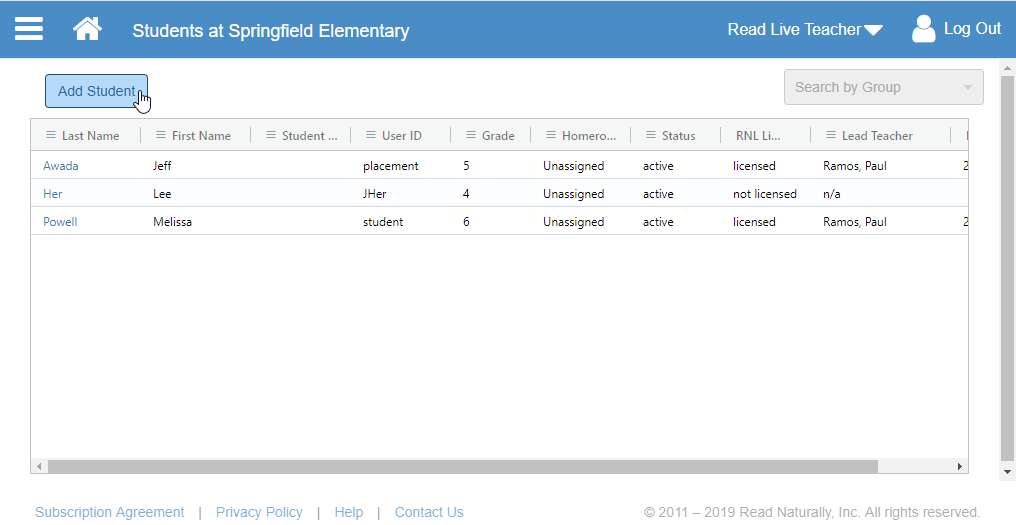 Read Live Smart Start Guide :: Adding Students :: Read Naturally, Inc.