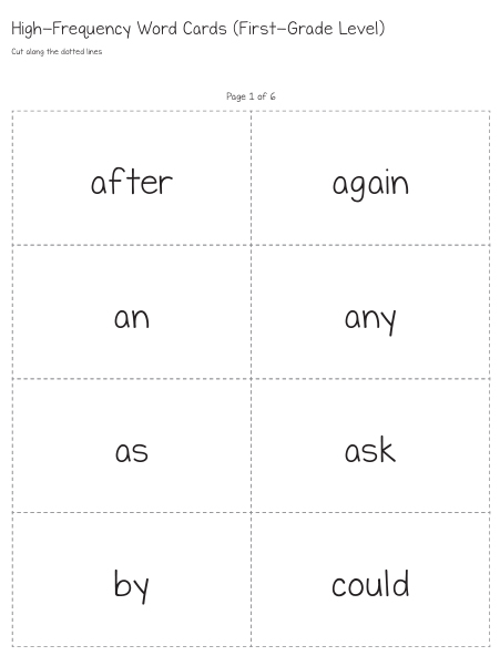 Download our First-Grade High-Frequency Word Cards