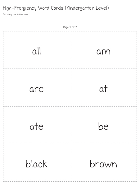 Download our Kindergarten High-Frequency Word Cards