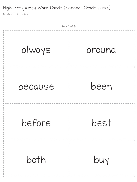 Download our Second-Grade High-Frequency Word Cards