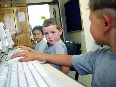 ELL students working on computers